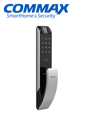 COMMAX CDL210R - Cerradura biométrica inteligente con apertura por medio de diferentes validaciones como huella, PIN o tarjeta mifare/ Soporta hasta 100 usuarios/ requiere baterías AA/ Incluye 2 llaves mecánicas y llaveros RFID - Image 1