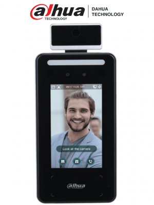 DAHUA ASI6213J-FT1- Control de acceso facial / Con medición de temperatura/ Pantalla de 4.3" / Distancia de reconocimiento facial de .3 a 1.5 m/ Velocidad de .2 seg/ 6000 Rostros/ 6000 Usuarios/ Soporta tarjeta y password - Image 1