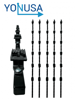 YONUSA K156L - Kit de 5 postes de perfil 3/4 en color negro de 1.2 mts de largo, con 6 aisladores de paso para 6 líneas con 15 cm de separación/ Listo para instalación en campo - Image 1