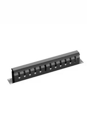 SAXXON CO-24P - Organizador de cables horizontal con tapa para rack de19" / 1U / 24 posiciones / Color Negro /  Tapa y Base Metálica - Image 1