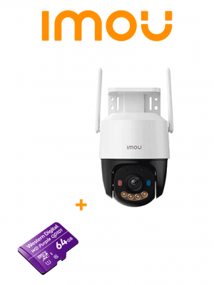 GRATIS MEMORIA 64GB IMOU Cruiser SC 5MP (IPC-K7FN-5H0WE ) + WDD064G1P0C - Cámara IP PT de 5 MP/ Wifi/ Full Color/Disuasión activa luces Rojo-Azul/ Audio 2 Vías/ 30 Metros Visión Nocturna/ Sirena de 110 dB/ Smart tracking/ Ranura para MicroSD/ IP66 - Image 1
