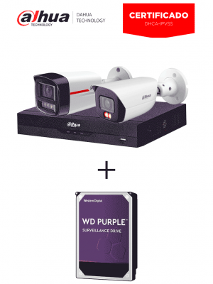 DAHUA Kit para certificación Dahua DHCA-IPVSS  compuesto por: DH-IPC-HFW3249E-S-IL , DH-IPC-HFW2249TL-S-PRO, DHI-NVR2104HS-P-I2 y WESTERN WD10PURZ - Disco Duro de 1TB - Image 1