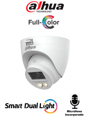 DAHUA DH-HAC-HDW1801TLQN-IL-A-S3 - Cámara Domo 4K/ HDCVI X PLUS/ Iluminador Dual Inteligente/ Micrófono Incorporado/ Angulo de visión de 106°/ Iluminación de hasta 20 mts con IR o Luz Cálida/ WDR real de 120 dB - Image 1