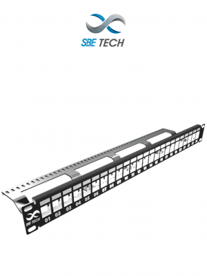 SBE TECH SBE-PMODS - Panel de parcheo modular de 24 puertos, blindado, compatible con jacks Cat 5, Cat 6 y Cat 6A - Image 1