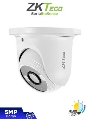ZKTECO ES-855P31C-S8-MI-S-HL - Cámara IP Domo Híbrida Inteligente de 5 MP, Serie BioSense, Lente 3.6 mm, Micrófono Integrado, Video Analítico IVA, Visión nocturna híbrida: IR 40 m / Luz blanca 30 m, PoE, IP67, Onvif y Carcasa Metálica - Image 1
