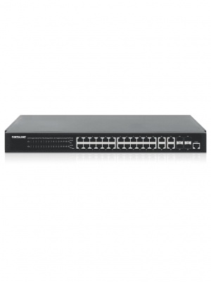 INTELLINET - 561426 - Switch Administrable 24 puertos PoE+ con 4 puertos SFP Gigabit / Switch Administrable 24 puertos PoE+ con 4 puertos Gigabit SFP, IEEE 802.3at/af Power over Ethernet (PoE+/PoE), 370 W, Endspan, Montaje en rack 19" - Image 1