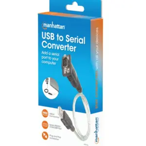 MANHATTAN 205146 - Convertidor USB a Serial RS232/COM/DB9 / Chip Prolific PL-2303 / Calibre 24AWG / 45 cm / Empaque tipo Blíster