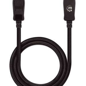 MANHATTAN - 353618 - Cable DisplayPort 8K V1.4 / DisplayPort macho a macho, 2 m (6.56 pies), compatible con 4K @ 144Hz, HDR, contactos chapados en oro, diseño anti-enredos con seguros en los conectores, negro