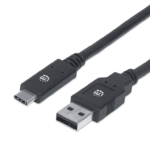 MANHATTAN - 354974 - Cable para Dispositivos USB-C de SúperVelocidad / USB 3.1, Gen 1, A macho/ C macho, 5 Gbps, 2 m, Negro