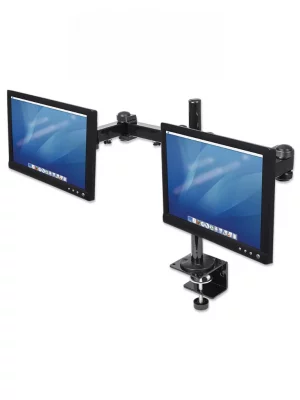 MANHATTAN - 420808 - Soporte para monitor, de escritorio, movimiento articulado, 2 pantallas planas de 13" a 24" máximo 6 kg cada uno / Soporta dos monitores, brazo con movimiento de dos puntos - Image 2