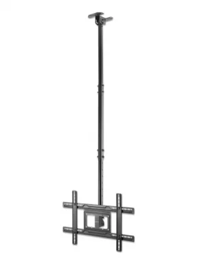 MANHATTAN - 462051 - Soporte techo TV con movimiento y ajuste altura / Soporta televisor de 37" a 80" hasta 50 kg (110 lbs.), techos inclinados y planos, +/-30° de giro, +5 a -25° de inclinación, 707 a 1577 mm (28 a 62 pulg.) extensión telescópica, negro - Image 1
