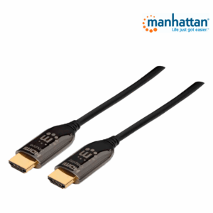 MANHATTAN 355445 - Cable HDMI Optico Activo Plenum de 50 Metros/ Resolución 4K@60Hz/ Soporta 3D y Canal Ethernet/ HDMI Macho a Macho/ Soporta Canal de Retorno de Audio (ARC)/ Admite Imagenes HDR/   (Sobre Pedido)