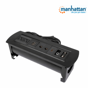 MANHATTAN 164863 - Caja de Conexiones para Mesa/ Enchufe/ USB/ HDMI/ VGA/ Red/ Audio 3.5 mm/