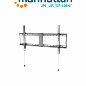 MANHATTAN 461948 - Soporte fijo ultradelgado para TV / Soporta un televisor de 43" a 100" de hasta 70 kg (154 lbs.), soporte fijo para televisor, diseño ultradelgado, plegable para un embalaje compacto y fácil de transportar, negro