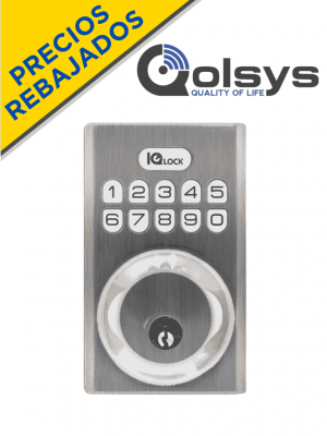 QOLSYS IQDLK-PGK-SN Cerradura con botón pulsador - Cerradura Inteligente PowerG, color Níquel Satinado (Satin Nickel) - Image 1