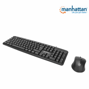 MANHATTAN 178464 Juego de teclado y mouse óptico, cableados Teclado con cable y ratón óptico con cable, negro