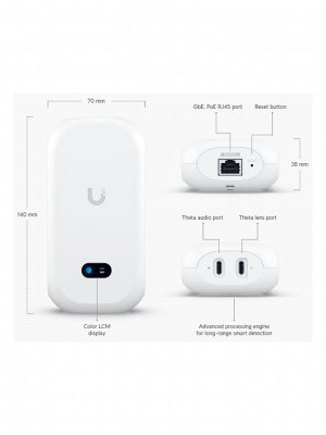 UBIQUITI UVC-AI-THETA - Camára IP Ultra compacta para interiores, Lente de 8 Megapixeles 4K y Lente de 6 Megapixeles 4K Panoramico 360º, Deteccion avanzada IA, 1 puerto de Video Theta, 1 puerto de Audio Theta, PoE - Image 4