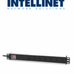 INTELLINET 207102 - Barra PDU multicontacto de 7 salidas para montaje en 1.5 UR/ 19" / Enchufes Tipo EU (NEMA 5) / Cable de alimentación de 3m / Con protección para Picos y cortos circuitos