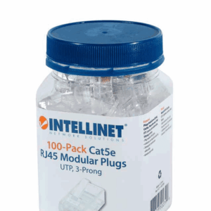 INTELLINET - 502399 - PLUG RJ45 CAT5E SOLIDO UTP BOTE 100 PZAS ORO 15-MICRAS