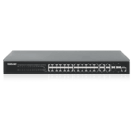 INTELLINET - 561426 - Switch Administrable 24 puertos PoE+ con 4 puertos SFP Gigabit / Switch Administrable 24 puertos PoE+ con 4 puertos Gigabit SFP, IEEE 802.3at/af Power over Ethernet (PoE+/PoE), 370 W, Endspan, Montaje en rack 19"