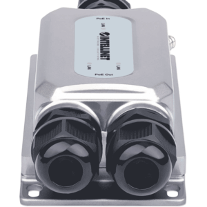 INTELLINET - 561648 - Extensor para exteriores Ultra PoE con 2 salidas Gigabit Ethernet / Dos puertos de 30 W, extiende el PoE hasta 100 m, 60 W de Presupuesto de Energía, cumple con IEEE 802.3bt/at/af, IP67 a prueba de agua, Índice IK10, Carcasa de metal