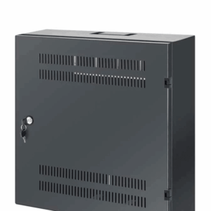 INTELLINET 713689 - Gabinete mural 19" de tamaño reducido / Caja delgada que ahorra espacio con sólo 17.0 cm de profundidad, 4U de rieles horizontales y 2U de rieles verticales / Negro