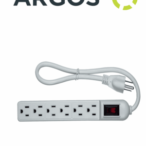 ARGOS 9700250 - Barra multicontactos con supresor de picos / 6 tomas aterrizadas / Uso interior / Color blanco / 110-125V AC / 1875W /