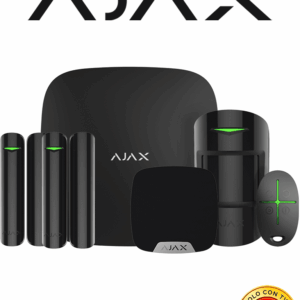 AJAX KIT RESIDENCIAL B- Panel de alarma Hub2Plus conexión Ethernet / WiFi / LTE, APP “AJAX PRO” iOS y Android , 1 sensor de movimiento, 2 detectores para puerta o ventana, 1 control remoto y una sirena interior inalámbrica Color Negro.