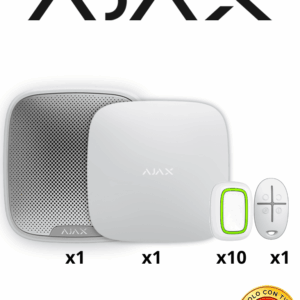 AJAX KIT ALARMA VECINAL W - Panel  Hub4G conexión Ethernet y una ranura 4G LTE / APP “AJAX PRO” iOS y Android , 10 Botones Inalámbricos  ,1 control remoto y una sirena EXTERIOR inalámbrica