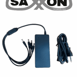 SAXXON KA65E1205000Q - Fuente de Poder Regulada / Alimentación 12 Vcc 5 Amper / 4 Conectores Macho / Voltaje de Entrada: 100-240V / Ideal para Cámaras de CCTV , Controles de Acceso y Asistencia
