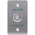 YLI PBK814BLED - Botón de Salida Mecánico, Indicador LED (Azul), Acero Inoxidable, 12 VCC, Función NC/NO
