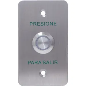 YLI YWP880BLED - Botón de Salida Mecánico, Indicador LED (Verde), Acero Inoxidable, 5-24 VCC, Función NO, Índice Protección IP68