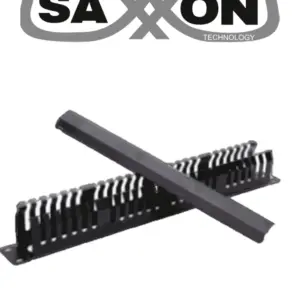 SAXXON CO-48P - Organizador de cables horizontal con tapa para rack de19" / 1U / 48 posiciones / Color Negro / Tapa y Base Metálica