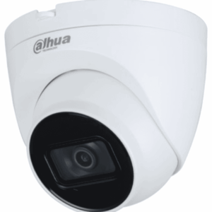 DAHUA HAC-HDW1200TQ-A-Cámara domo Dahua de 2 MP con lente de 2.8 mm, ángulo de 102 grados, IR de 40 m, micrófono integrado, instalación rápida, DWDR, IP67, y diseño en metal y policarbonato.