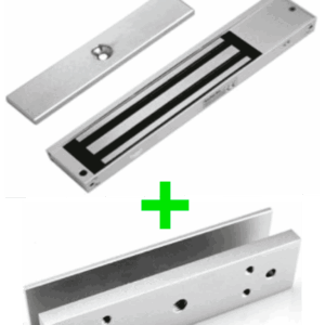 ZKTECO LM200LEDSU - Paquete de contrachapa magnética de 200 Kg a 12 VDC con señal NC que incluye soporte en U para colocación en puertas de vidrio