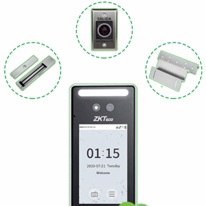 ZKTECO SFV4L1ACPak - Control de Acceso Facial y Tarjeta / una Puerta de Madera o Metal / 200 kg / Reconocimiento Facial a 2m / Registro Facial con Selfie / Licencia Gratuita BioCVAccess