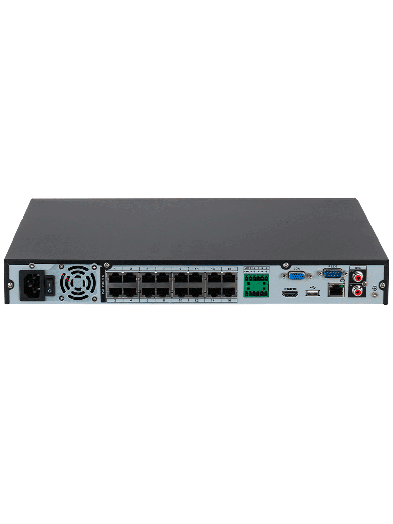 DAHUA DHI-NVR4232-16P-4KS3 NVR de 8 MP / 4k / 32 Canales IP / 16 Puertos PoE / Rendimiento de 160 Mbps/ Smart H.265+/ 2 Bahías de disco duro/ 4&2 E&S de Alarma/ Soporta cámaras WizSense/ 2 canales SMD Plus - Image 2