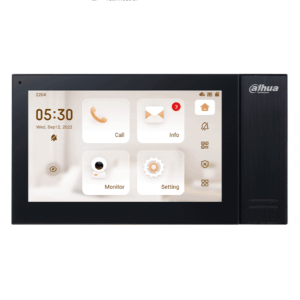DAHUA VTH2421FB-P - Monitor IP táctil de 7" Serie Pro, con 8GB de memoria embebida, PoE estándar, ranura MicroSD, soporta llamada grupal, videos, mensajes, 6 entradas/salidas de alarma, y hasta 9 monitores adicionales.