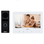 DAHUA KTA02M - Kit de videoportero analógico con frente de calle metálico y cámara de 1.3 MP, DWDR e IR automático. Incluye monitor TFT de 7", entrada y salida de audio, y soporte para botón de salida. Ideal para seguridad y comodidad