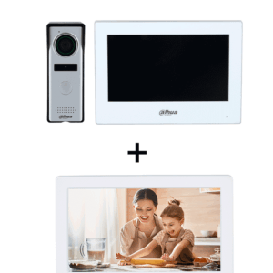DAHUA DHI-KTH01+DHI-VTH1020J - Kit de Videopotero Hibrido + Frente de Calle Analogico con Camara de 1.3 MP + DAHUA VTH1020J- Monitor analógico de 7 pulgadas compatible con KTA01 / KTA02 /