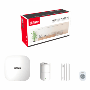DAHUA DHI-ART-ARC3000H-03-W2 - Kit de alarma inalámbrico, Conexión: Wifi y ethernet, Incluye: HUB 1.0, sensor de movimiento PIR, contacto magnético y control remoto, App DMSS, Frecuencia 433 MHz, Tecnología: AirShield