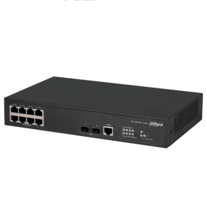 DAHUA DH-AS4300-8GT2GF- Switch Gigabit administrable de capa 2 con 8 puertos10/100/1000 Base-T y2 ranuras SFP d 1Gbps. Ofrece una capacidad de switching de 20Gbps y viene con una robusta carcasa metálica, ideal para redes de alto rendimiento