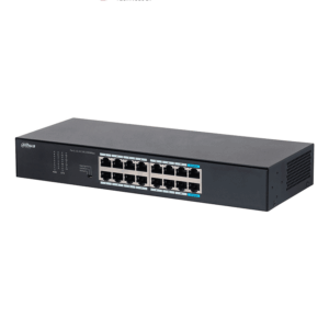 DAHUA DH-S3016-16GT- Switch Gigabit de 16 Puertos No Administrable de capa 2, con velocidad 10/100/1000 Mbps, capacidad de conmutación de 32G, tasa de reenvío de 23.8 Mbps y protección contra descargas.
