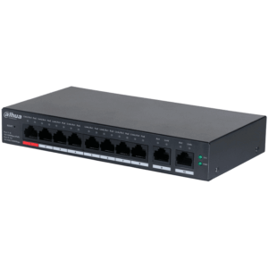 DAHUA CS4010-8ET-110 -  Switch Poe de 10 Puertos/ 8 Puertos PoE 10/100/ 2 Puertos Uplink 10/100/1000/ 110 Watts Totales/ Administrable en la Nube por DoLynk Care/ PoE 250 Metros/ Carcasa Metalica/ Switching 5.6 Gbps/