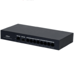 DAHUA DH-PFS3110-8GT-65 - Switch PoE inteligente con 8 puertos Gigabit, 60W de potencia total y switching de 20 Gbps. Ideal para alimentar y conectar dispositivos IP con protección contra descargas eléctricas.