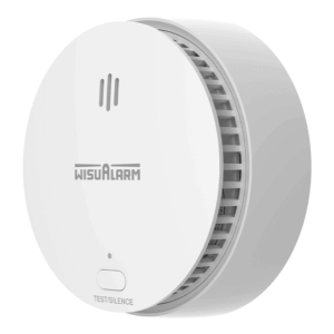 DAHUA WISUALARM HY-SA2FA - Detector Inteligente de Humo WiFi 2.4 Ghz, Sensor Fotoeléctrico, Sonido de Alarma de 85dB, Alarma Visual y Audible, Envía Notificaciones en Tiempo Real a APP, Certificaciones TÜV and CE,