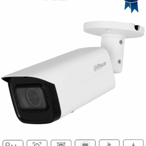 DAHUA IPC-HFW3841T-ZAS-S2 Cámara IP Bullet 4K de 8 MP, lente motorizado 2.7-13.5 mm, ángulo 109°, IR 60m, IA WizSense, Detección de Movimiento Inteligente, Protección Perimetral, PoE, WDR, H.265+, IP67, Entrada/Salida Alarma y Audio.