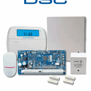 DSC NEO-ICON-SB - Paquete SERIE NEO con panel HS2032 de 8 zonas cableadas expandible a 32/Teclado de Iconos HS2ICN /Sensor PIR LC200- PI Cableado/2 contactos blancos cableados/Transformador/Gabinete GTVCMX003/Sin Batería/