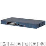 DAHUA DH-CS4218-16ET-135-V2 - Switch PoE de 18 Puertos/ 16 Puertos Poe 10 & 100/ 2 Puertos Uplink G# + 2 Puertos SFP/ 135 Watts Totales/ Administrable en la Nube por DoLynk Care/ PoE Hasta 250 Metros/ Metal/ Switching 7.2 Gbps