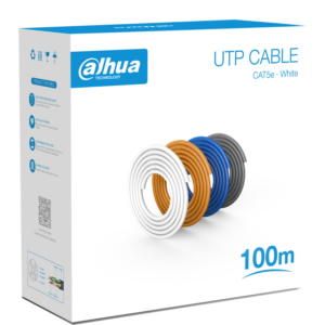 DAHUA PFM920I-5EU-U-100 - Bobina de 100 Mts de Cable UTP Cat5e/ 100% Cobre/ Color Blanco/ Cubierta Retardante de Flama con Certificacación ANSI/ UL CM/ Ideal para Video y Redes/